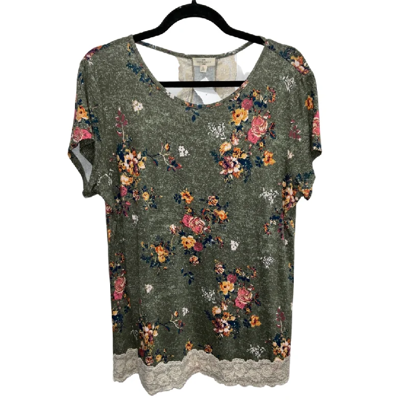 Top Short Sleeve By Clothes Mentor In Floral Print, Size: L