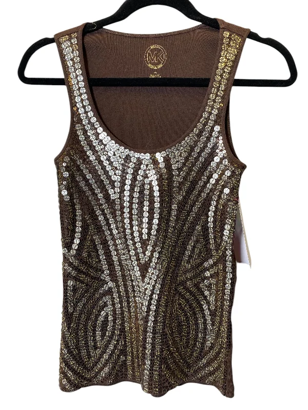 Top Sleeveless By Michael By Michael Kors In Brown & Gold, Size: S