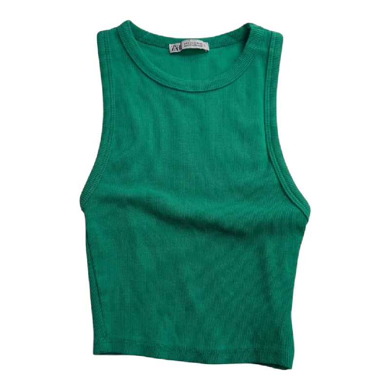 Top Sleeveless By Zara In Green, Size: S