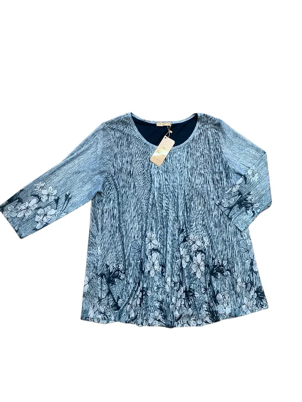 Tunic 3/4 Sleeve By Clothes Mentor In Blue, Size: 3x