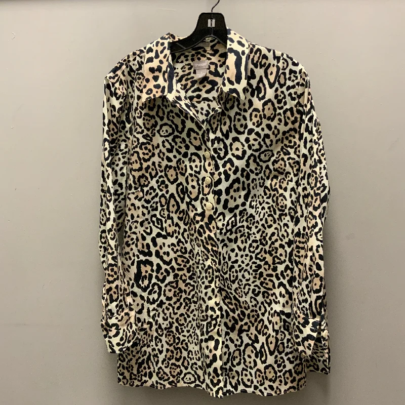 Tunic Long Sleeve By Chicos In Animal Print, Size: Xl