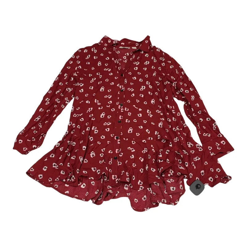 Tunic Long Sleeve By Clothes Mentor In Red, Size: M