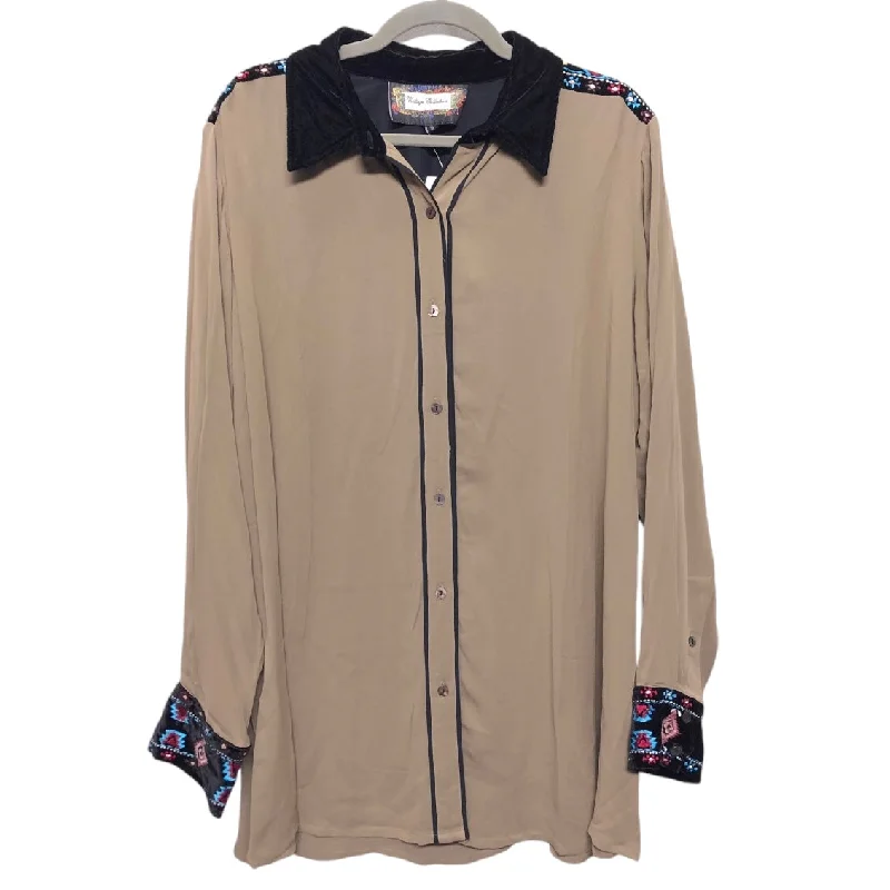 Tunic Long Sleeve By Cmb In Black & Brown, Size: Xl