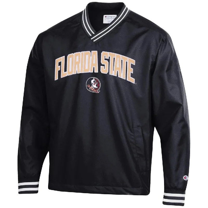 Champion Men's Florida State/Seminole Logo V-neck Scout Jacket - Black