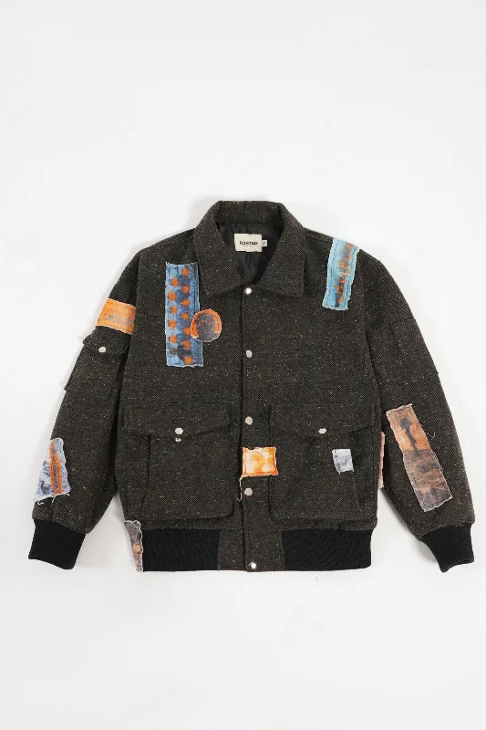 PATCHWORK HANDWOVEN BOMBER JACKET