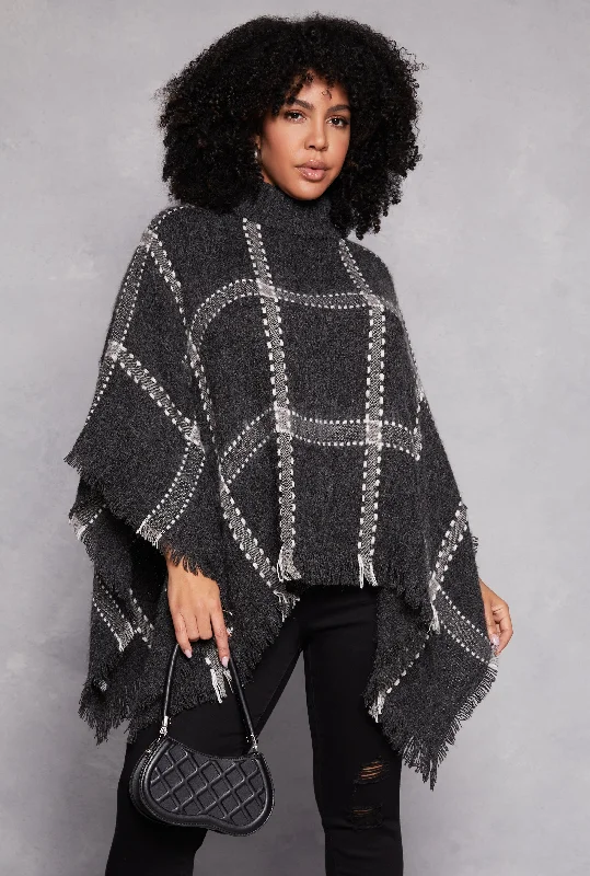 Brushed Knit Decorative Stitch Poncho