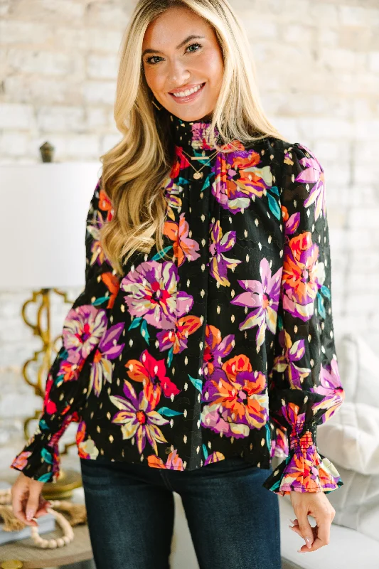 Fate: Keep It Up Black Floral Blouse