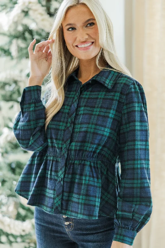 Make Your Own Choices Green Plaid Top