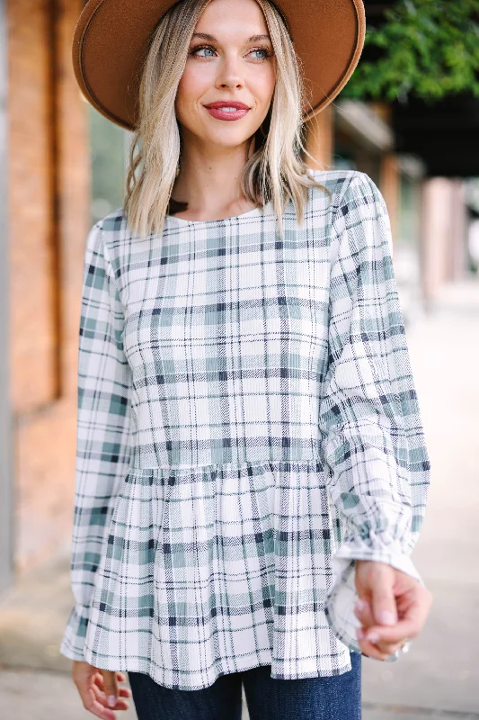 Need You Always Hunter Green Plaid Top