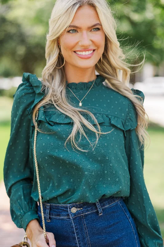 Romantic History Emerald Green Ruffled Blouse