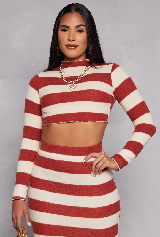 Brush Knit Striped Crop Top