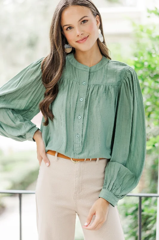 Show It Off Olive Green Button Down Blouse